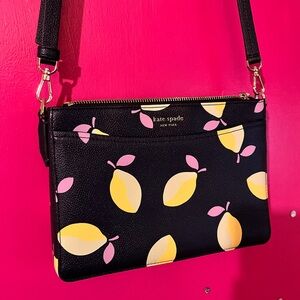 Kate Spade Black Lemon Print Crossbody Bag